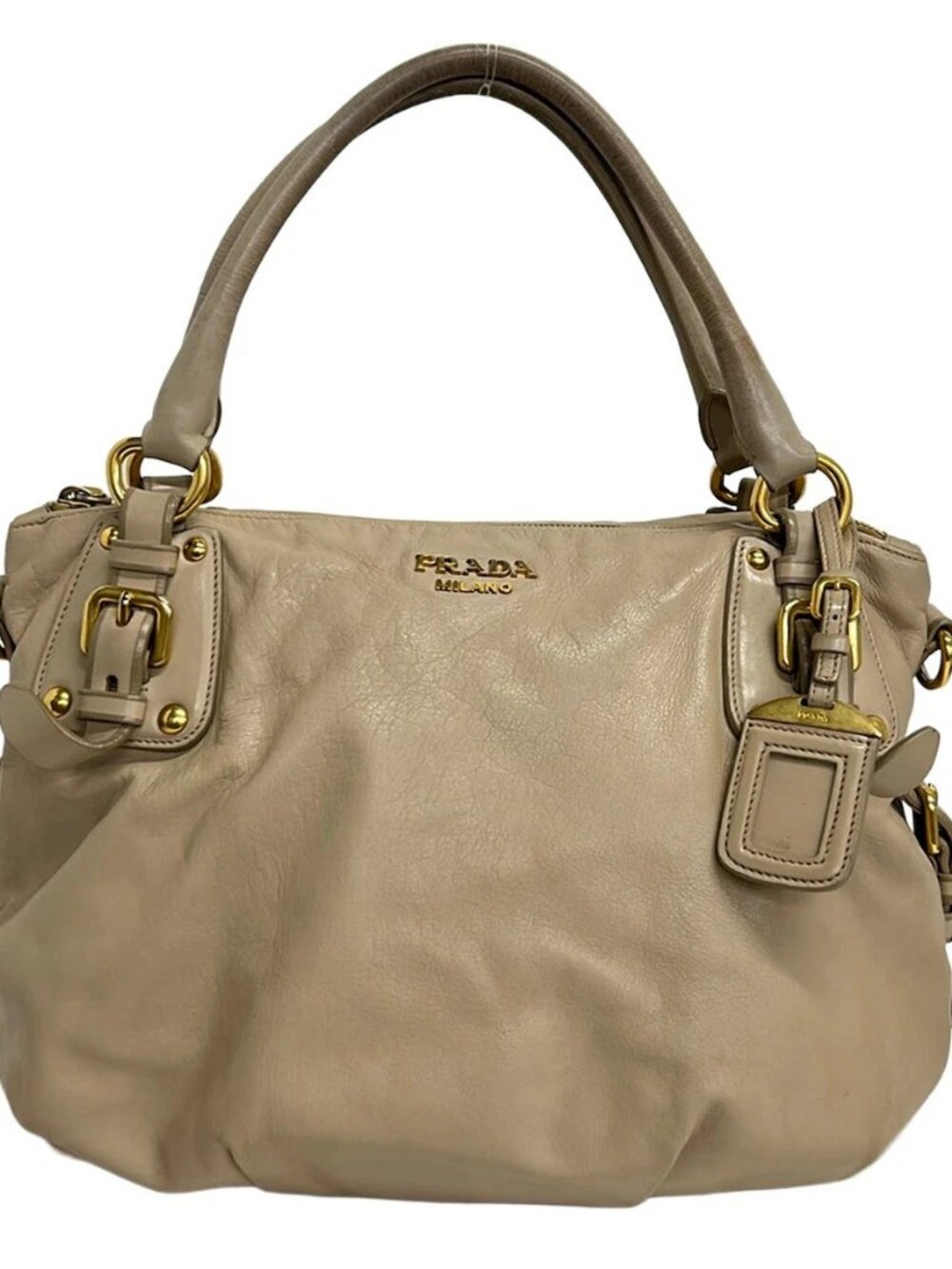 PRADA BR4281 Beige Leather Handbag